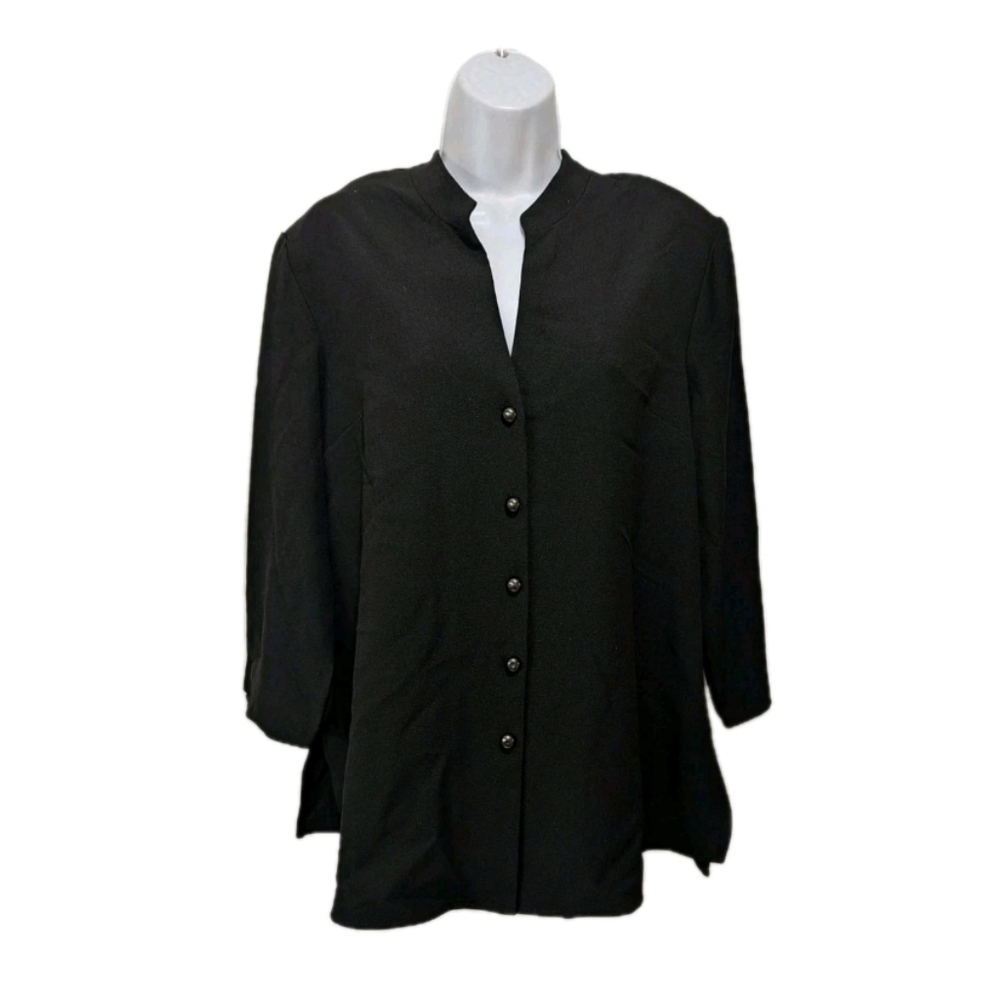 NWT Susan Graver Stand Up Collared Shirt L Tunic Shacket Blazer Mature #8